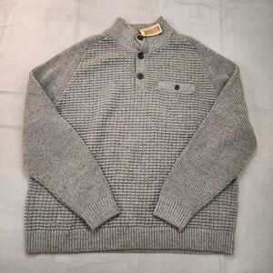 NWT Duluth Burly Retirement Button Mock Sweater Men's 3XL Gray Heavy Waffle Knit